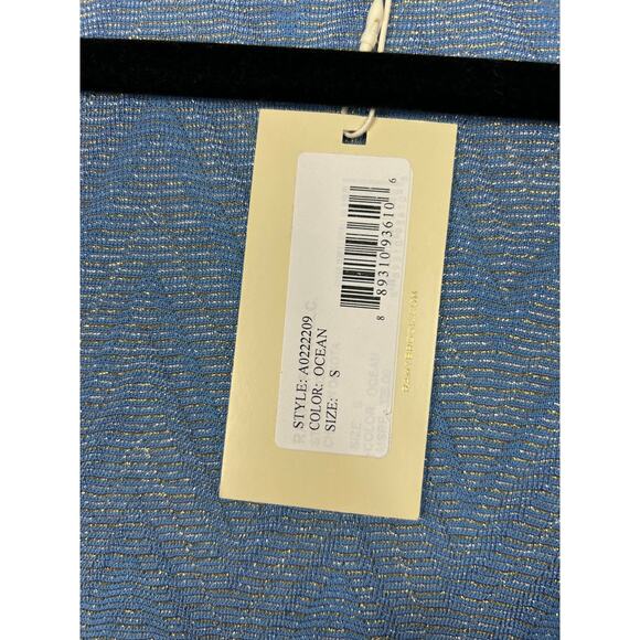 Ramy Brook NWT Chevron Dakota Twist Metallic Twist Front Crop Top Blue Small - Picture 7 of 9